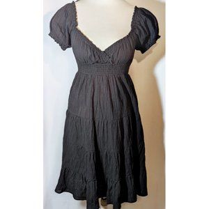 Forever 21 Black Gauze Summer Dress Poufy Cap Sleeves NWT S